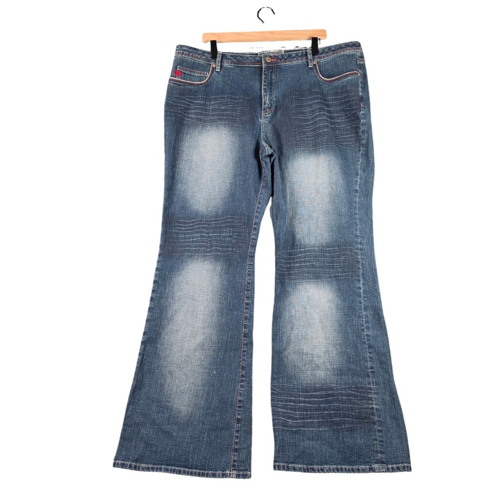 Request Jeans Wide Leg Baggy Blue Denim Mens Size 36 Red Stitch Skater Vintage‎